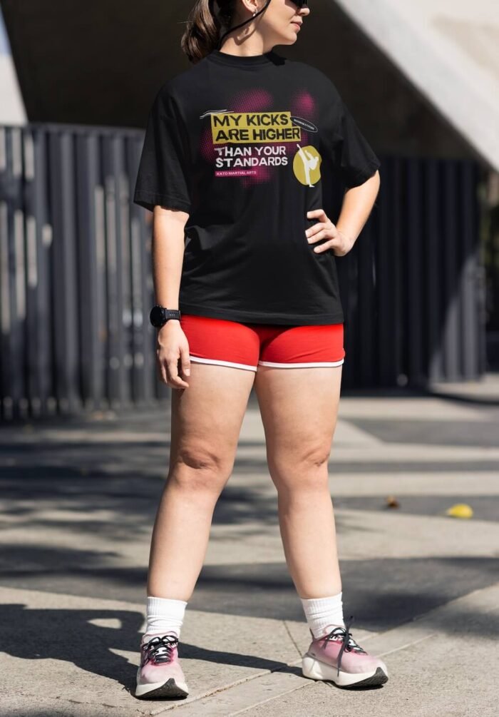 My kicks are higher than your standards - Adult T-Shirt - Image 3